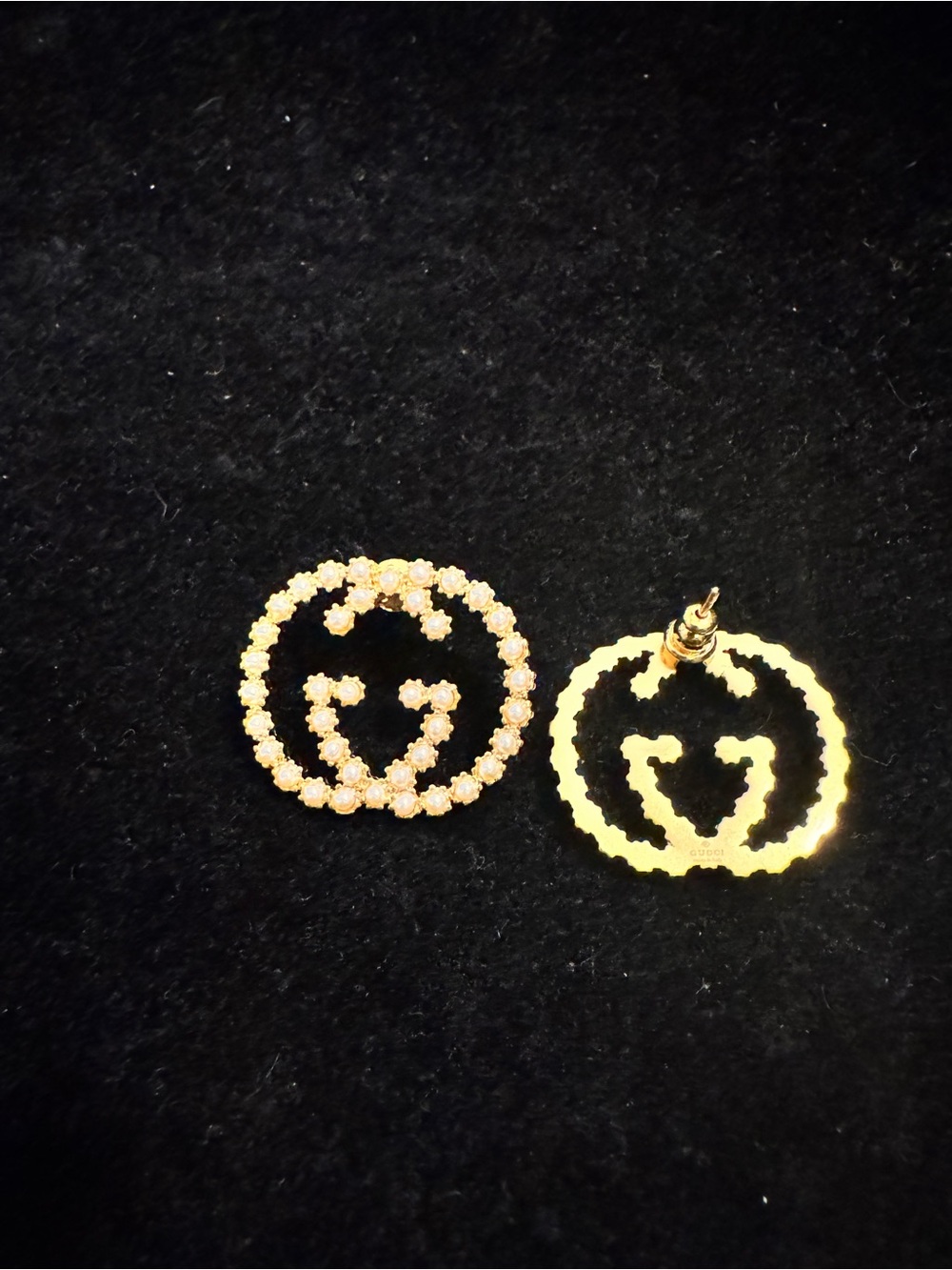 Gucci Gold Crystal Double-G Floral Circle Studs - Picture 3 of 6